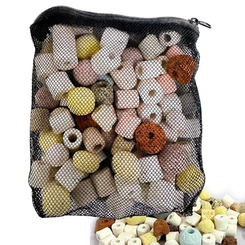 Image of Jainsons Pet Products Aquarium Fish Tank 12 in 1 Filter Media, Ceramic Rings Bio Balls Porous Filter Biochemical Ball Activated Carbon Filtration for Aquarium Fish Tank Pond Fountain (400, Grams)