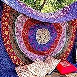 Marubhumi Hippy Mandala Bohemian Tapestries, Indian Dorm Decor, Psychedelic Tapestry Wall Hanging Ethnic Decorative Tapestry (85 x 55 Inches, Purple Multi)