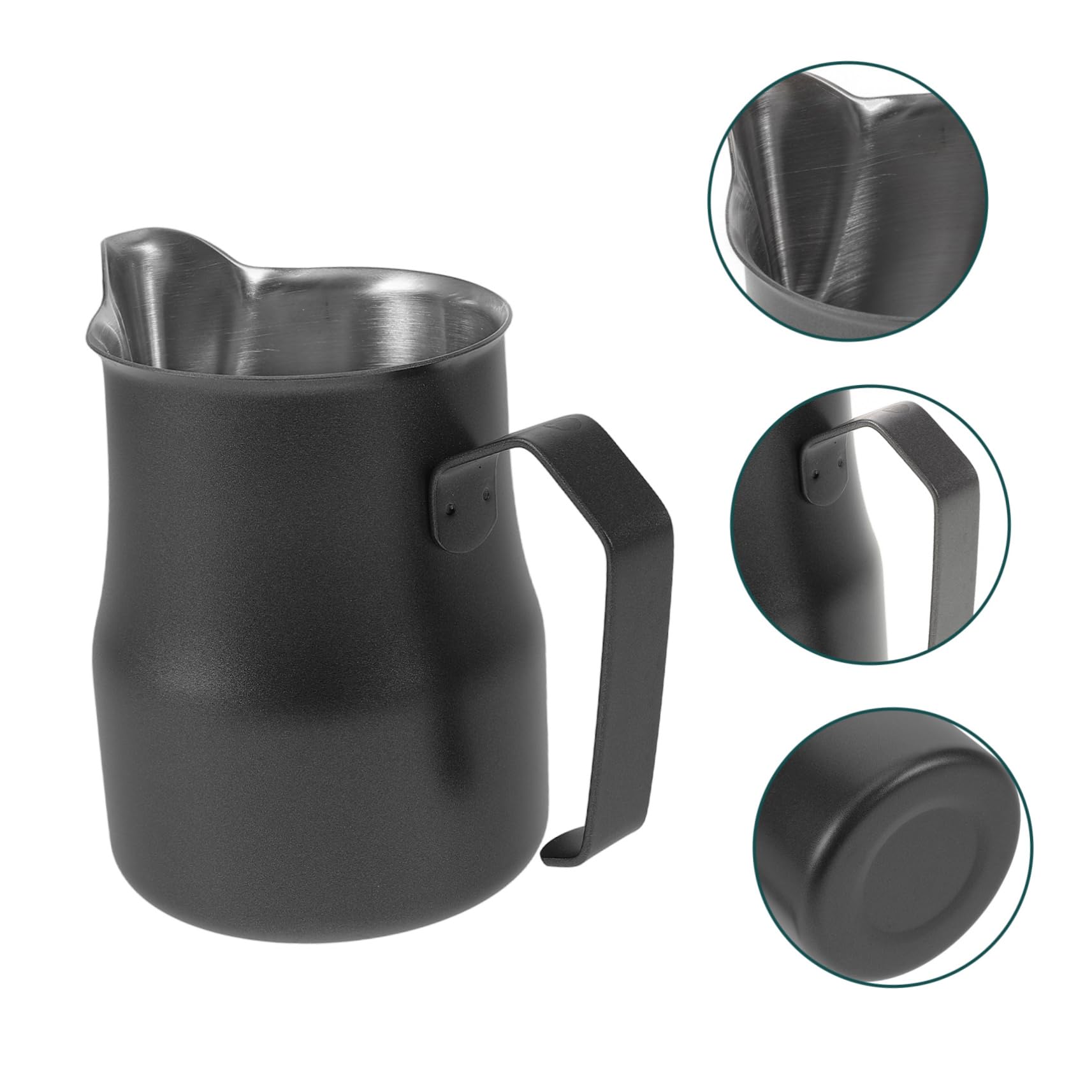 NUOBESTY 5 Tazas De Café Latte Cafetera Jarra Para Leche Batidor Boquilla Portátil Para Café Latte Y Espuma De Acero Inoxidable Color Negro