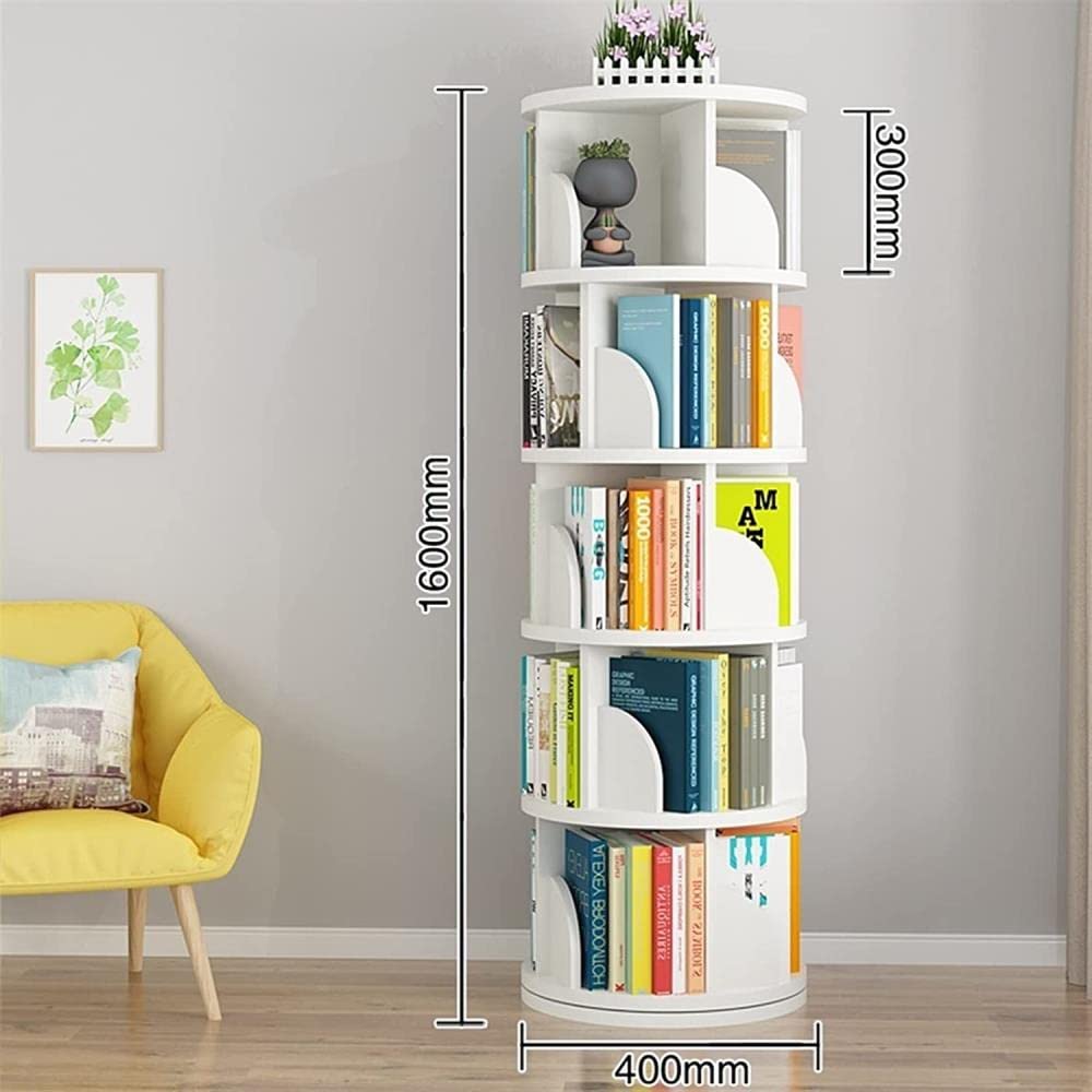 Libreria girevole a 360 gradi per libri illustrati per bambini, salvaspazio, design dal pavimento al soffitto, semplice per la casa (bianco, 40 x 160 cm)