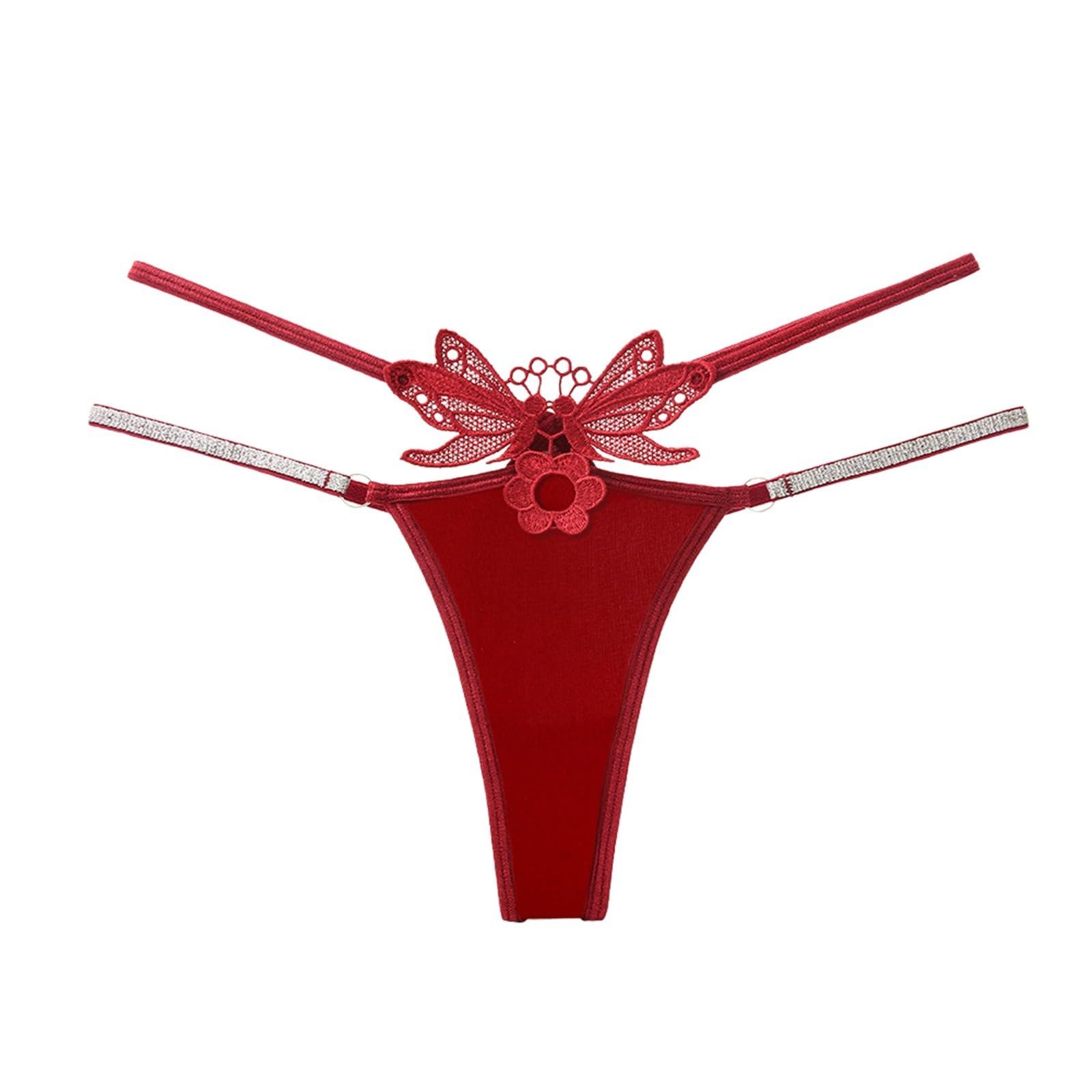 G string thongs for women exotic Butterfly embroidery underwear cut out thongs Glitter Ladies Panties