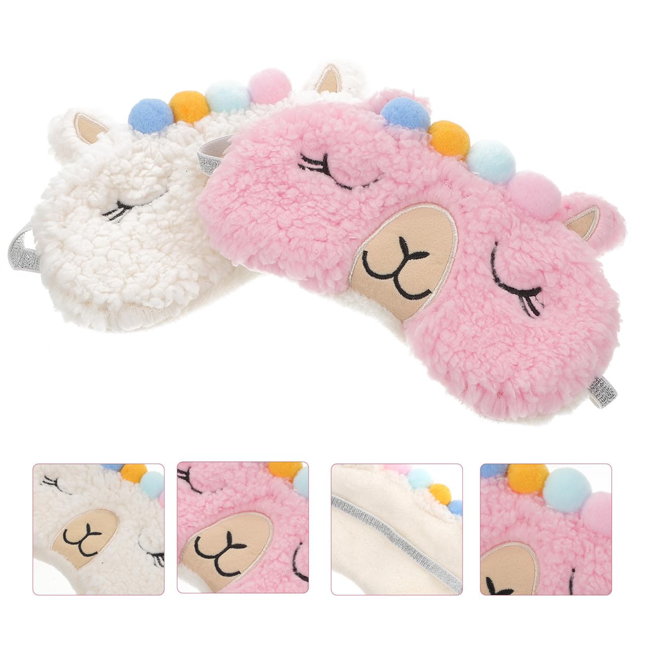 Healeved 3 Set Di Maschera Da Notte Carina Per Dormire Maschera Di Alpaca Da Notte Antiluce Benda Da Viaggio Morbida 2 Pezzi * 3