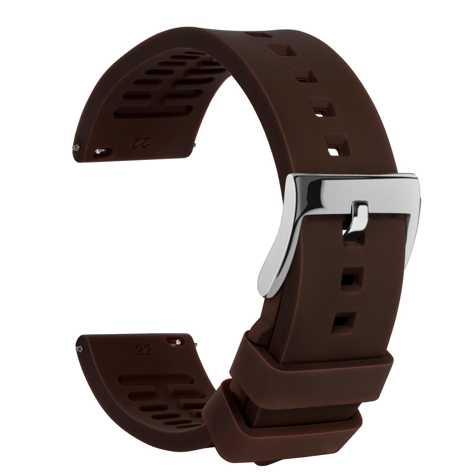TStrap Silicone Watch Band for Men - Brown Quick Release Watch Band for Women Soft - Waterproof Smart Watch Bracelet Clasp - Correa de Silicona para