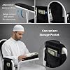 Admitir Muslim Prayer Islamic Velvety Cushioned Comfortable With Armrest And Side Pocket Foldable Salah Chair for Sujud Sajdah Namaz Mosque (Black/White)