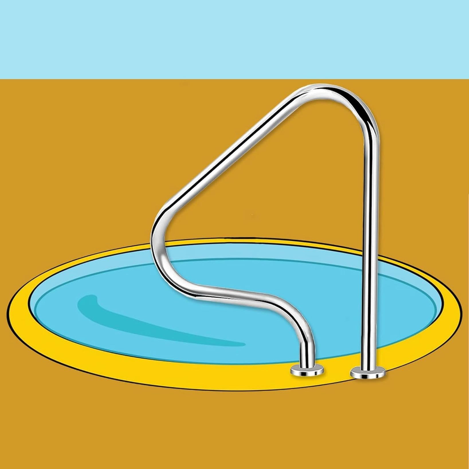 Swimming Pool Safety Hand Rail Pool Handrail, Pool Stair Hand Rail Deck-Mounted 3-Bend Railing,Swimming Pool Safety Handle Grab Ladder, for Inground Pool Entry,Silver