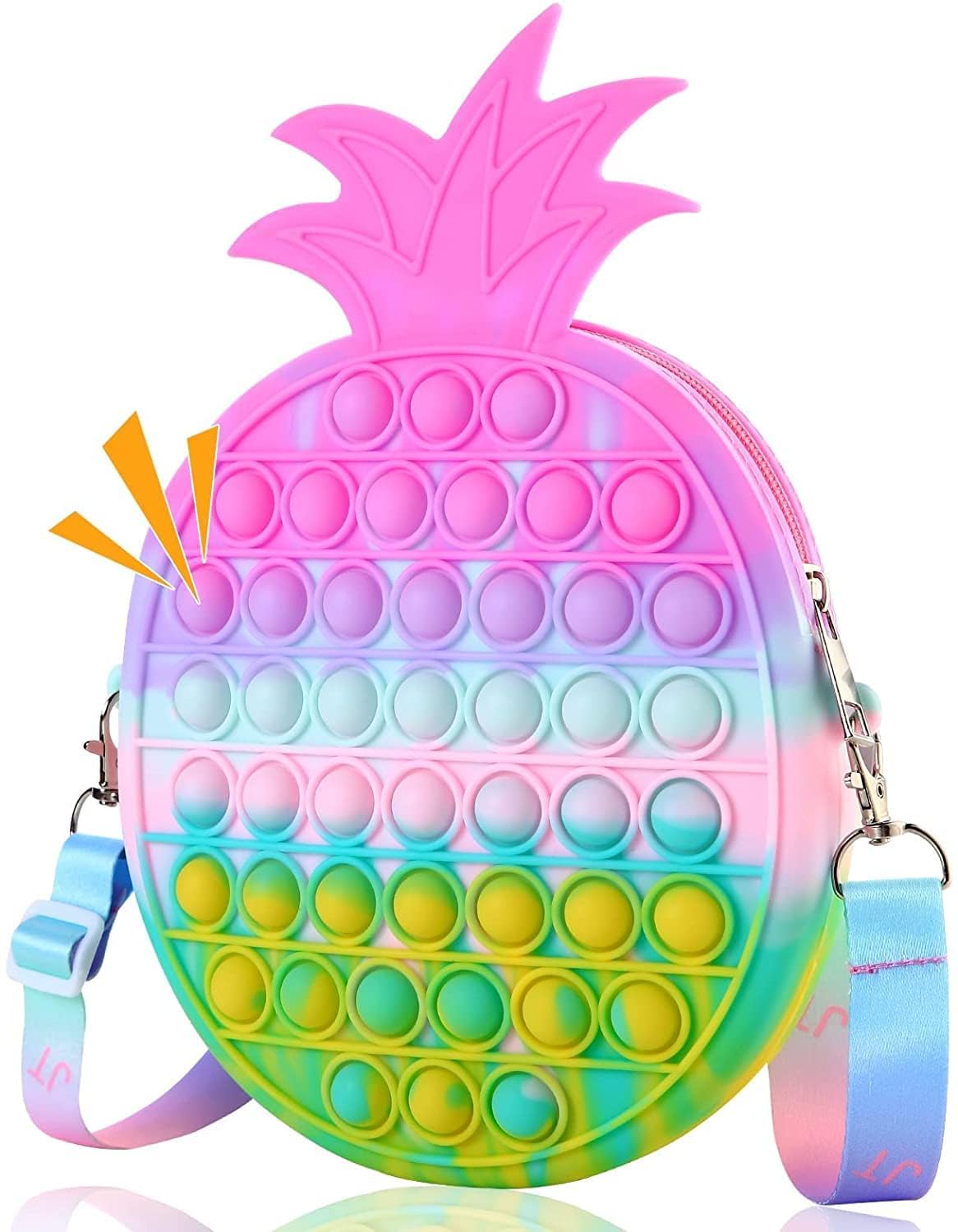 SST Pop It Time Travel Adventures Side Purse for Kids Pop It Dance Party Sensory Side Purse for Groovy Kids Pineapple Pack of 1