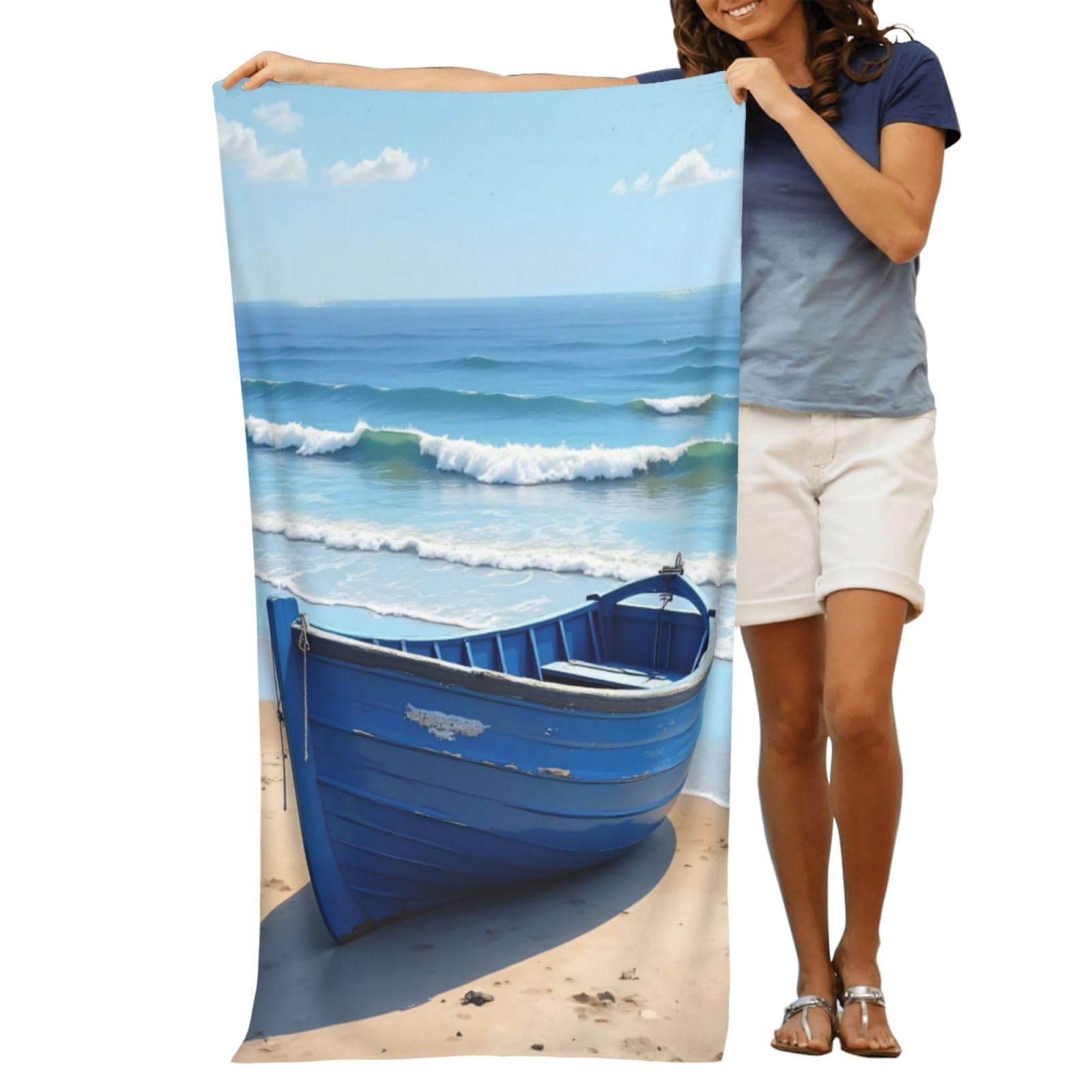 DXITROMI Quick Dry Beach Towel - Minimalist Boat Print No.7 Bath Towels for Bathroom, Microfiber Towels for Body, Soft Absorbent Shower Beach