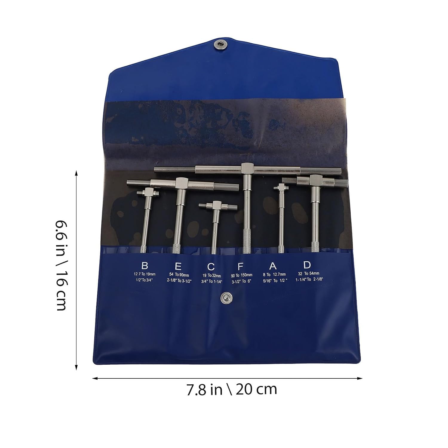 Luxshiny 6pcs Stainless Steel Telescoping Bore Gauge Set 8-150mm Range T-bore Hole Gauges with Pouch Precision Measurement Tool for Industrial Use