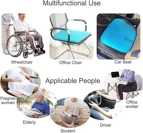 Miniatura 6 de Cojín de asiento de gel para silla de oficina diseño de panal súper transpirable soporte cómodo para espalda baja columna vertebral caderas cojín de