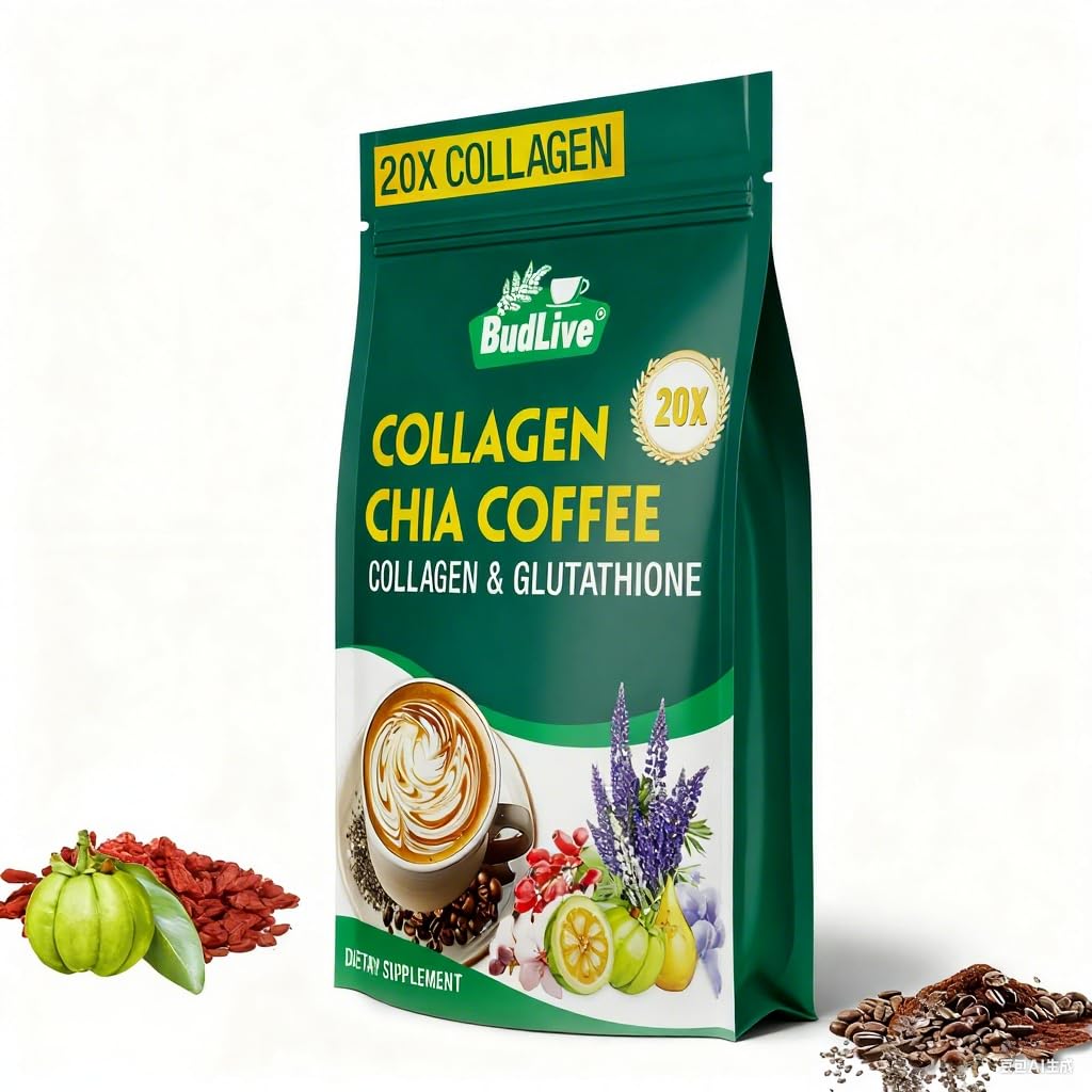 20X Collagen Chia Coffee, 11 in 1 Coffee Mix with Collagen & Chia Seeds, Goji Berry, Supports Hair, Skin & Nails, Sugar Free, Vegan, 45 Servings (9.8Ounce (Pack of 2) - Image 3