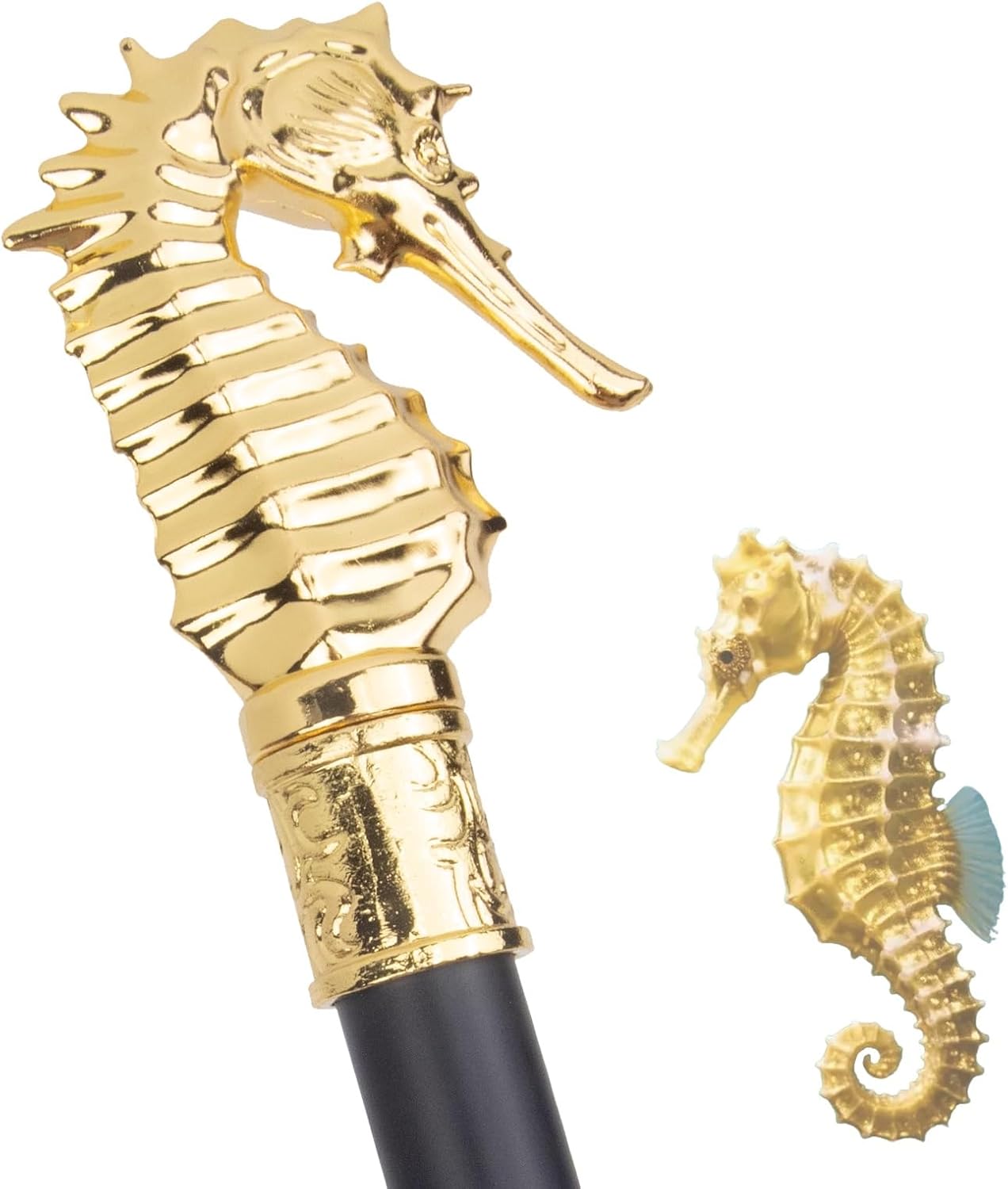 Seahorse Walking Cane for Men and Women, Gothic Decorative Ornate Metal Cane with Ergonomic Handle, Walking Stick for Senior