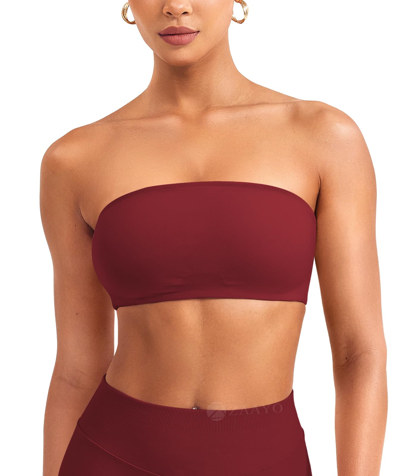 ZAAYO Bandeau BH Damen Trägerloser Bustier Top Schulterfrei BH Damen Ohne Bügel Nahtlose Tube Top BH mit Rutschfesten Silikonstreifen