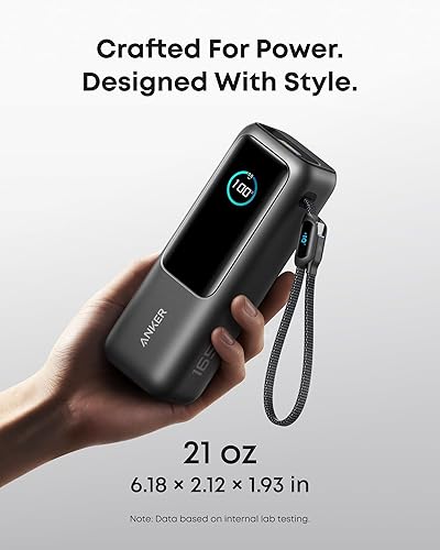 Miniatura 7 de Anker Banco de energía para laptop, cargador portátil de 25,000 mAh con puertos USB-C triples de 100 W, cables integrados y retráctiles, para iPhone