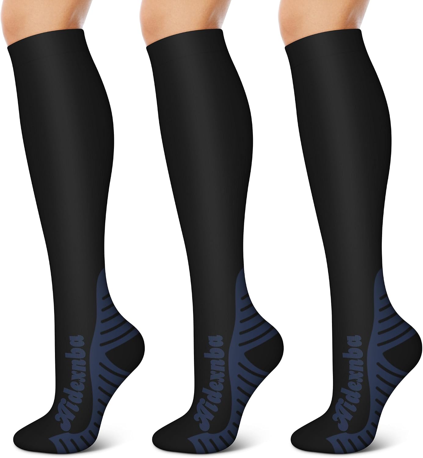 3 Pack Compression Socks - Compression Socks Women and Men, 15-20mmHg, Best for Nurses, Travel, Pregnancy