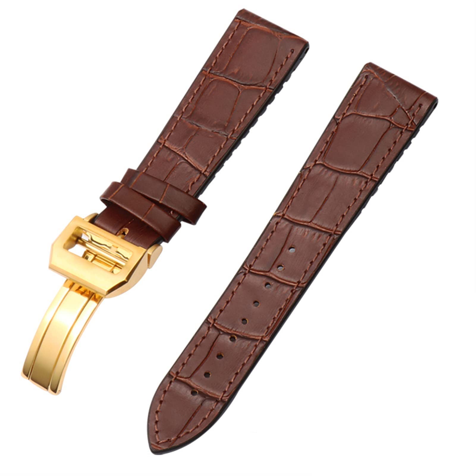 Correa de reloj de piel de cocodrilo 20mm y 22mm con base de silicona para IWC 7