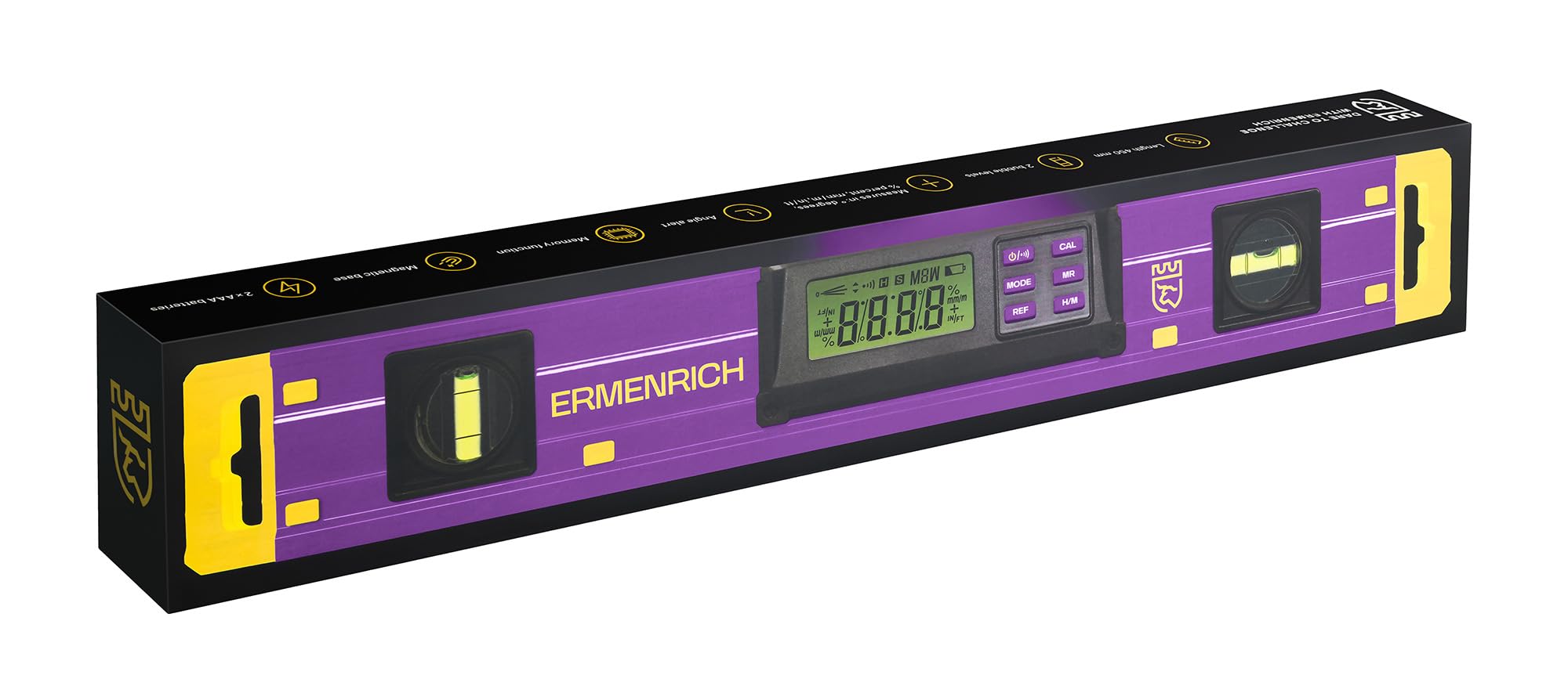 Verk LY40 Inclinometro Digitale 0–360° con Livella a Bolla | Orizzontale e Verticale Display LCD Indicatore Sonoro Pulsante Hold IP54 Impermeabile per Falegnameria, Casa e Fai da Te