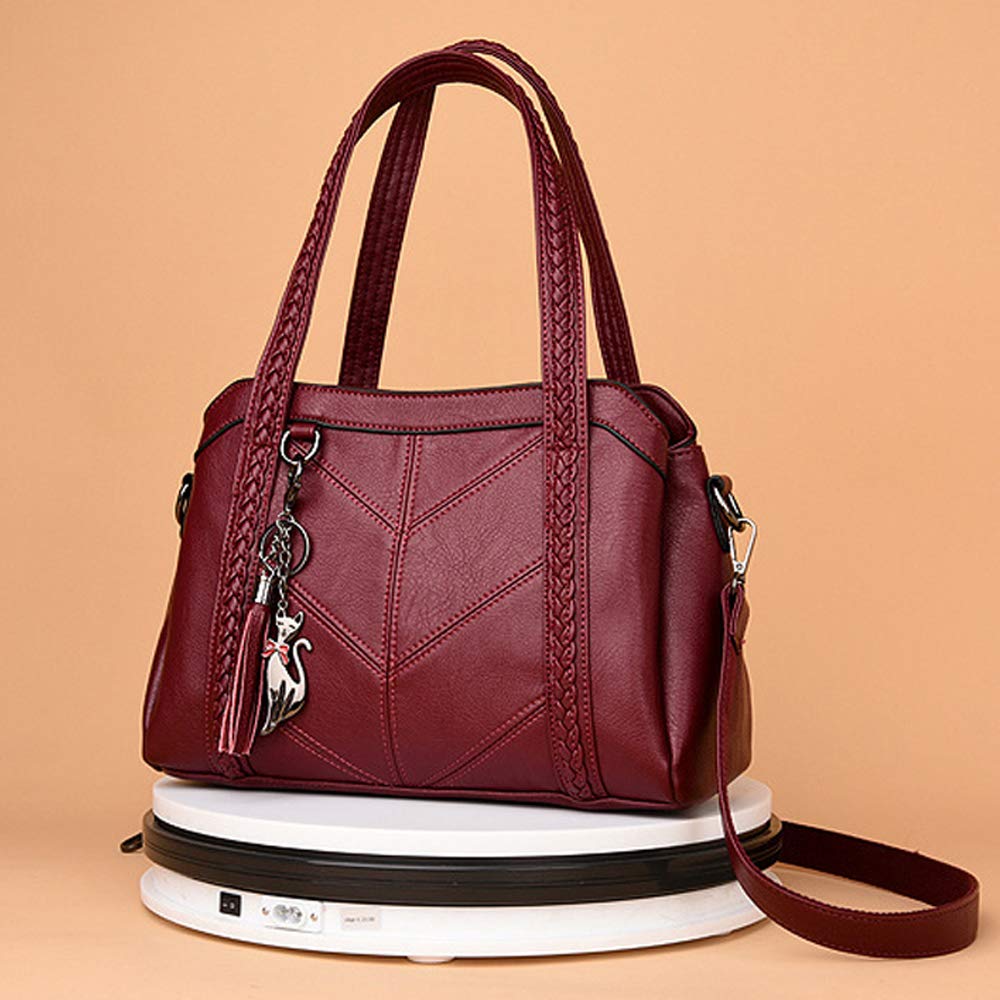 Damen Hobo Schultertasche Tasche mit Schultergurt Umhängetasche Handtasche aus PU-Leder EINWEG