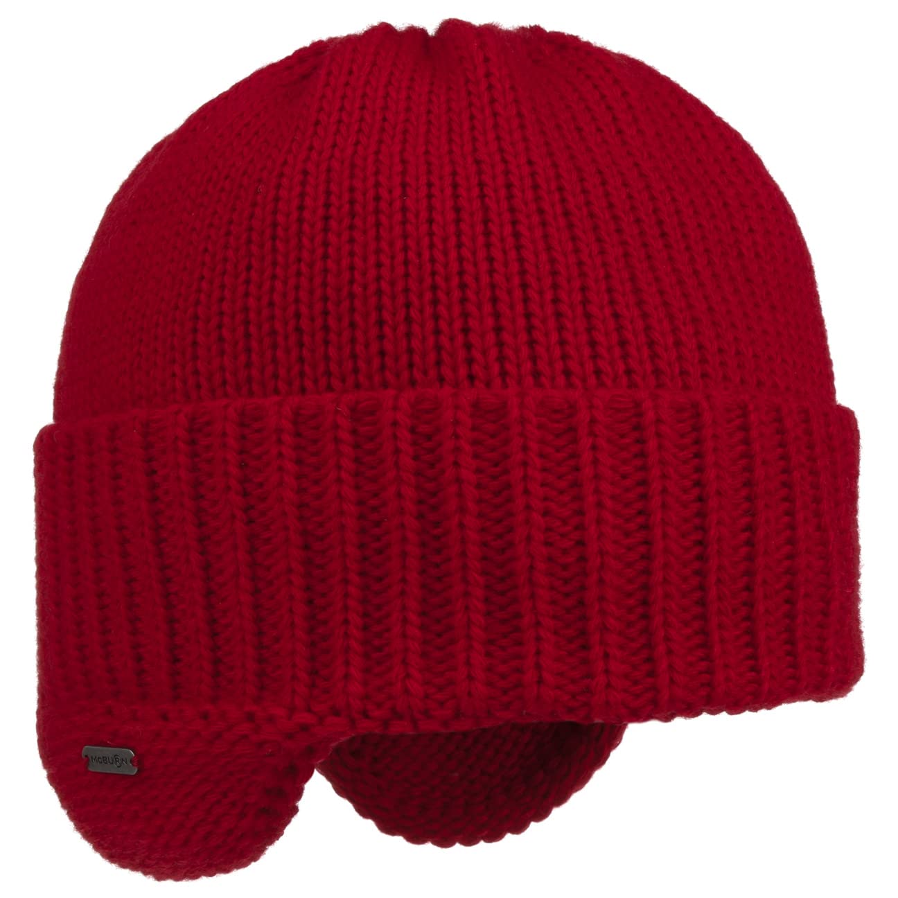 McBURN Anton Knit Hat Men - Made in Italy Wool Beanie Winter ski with Lining, Lining Autumn-Winter - One Size red
