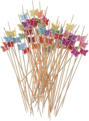 Tvoip - Juego de 100 unidades de 4.7in con mariposas para alimentos de postre buffet para ensalada de frutas, tenedor para tartas, magdalenas,
