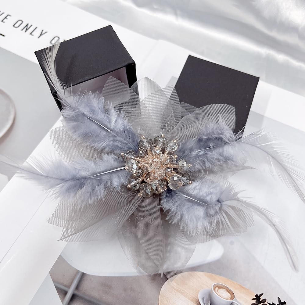 120Mm Broche Fleur Cristal Élégante Pour Femme Épinglette Organza Plumetis Pour Robe Costume Mariage Cérémonie Soirée Cocktail Accessoire Mode Tendance Style Bohème Chic Bijoux Romantique