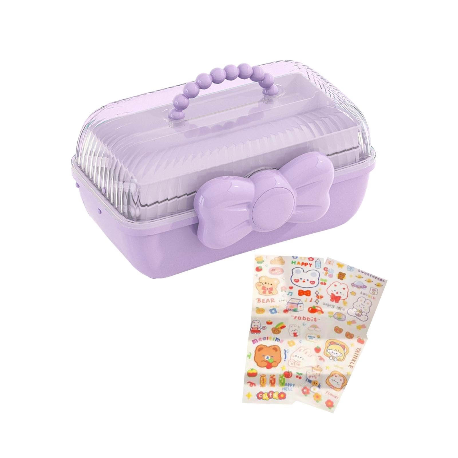 WOVEBIUS 3 Layer Multipurpose Storage Box Hair Accessories Organizer for Hairpin violets,Purples,27.5x14.5x15cm