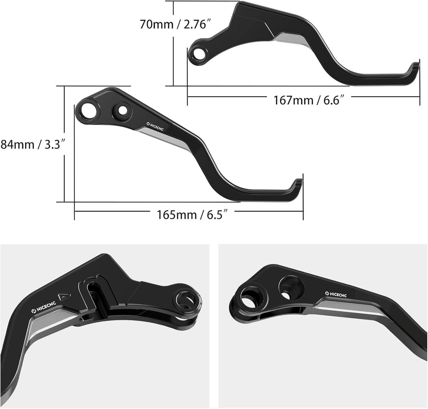 NICECNC Black 2-Finger Short Brake Clutch Levers Compatible with Harley Sportster S RH1250S, Pan America 1250 RA1250, Nightster RH975, Replacement for 36700281/41700626A