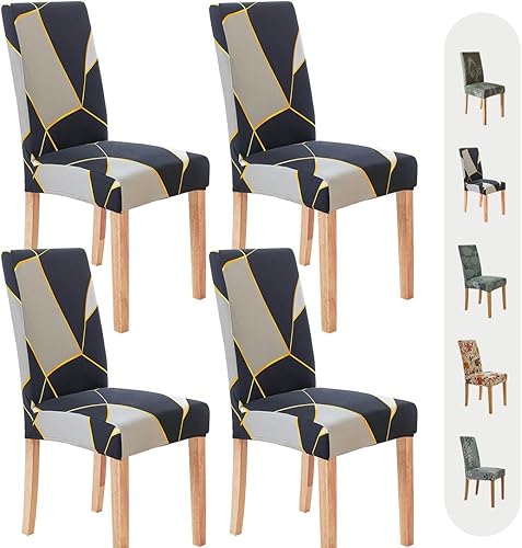 Vista 47 de Secgo - Juego de 4 fundas para sillas de comedor, funda elástica para silla de comedor, fundas lavables de elastano para sillas de cocina Parsons