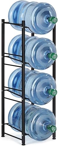 Miniatura 9 de Organizador de almacenamiento para botellas de agua de 5 galones, estante dispensador de agua apilable de 3 niveles para oficina, cocina, vestíbulo,
