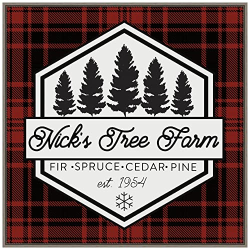 Amanti Art Framed Canvas Wall Art 30x30 Plaid Holidays I RB by Wild Apple Portfolio, Framed Wall Art Canvas, Holidays Artwork, Country Rustic Decor, Large Poster Painting for Living Room, Bedroom,