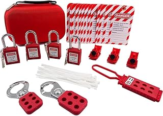 USBagbag Lockout Label Kit Electrical Lottery-Electrical Lockout Label Kit with Safety Padlock, Safety Hasp Lock Kit,Warning Tags