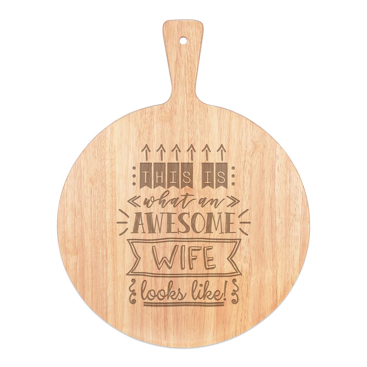 Plateau service pizza rond en bois 45x34cm avec poignée