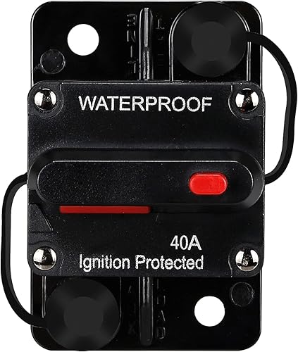 Disyuntor impermeable de 40 amperios, portafusibles, disyuntor de audio, con reinicio manual, 12V-48V CC, 30A-300A, para sistema de audio de barco