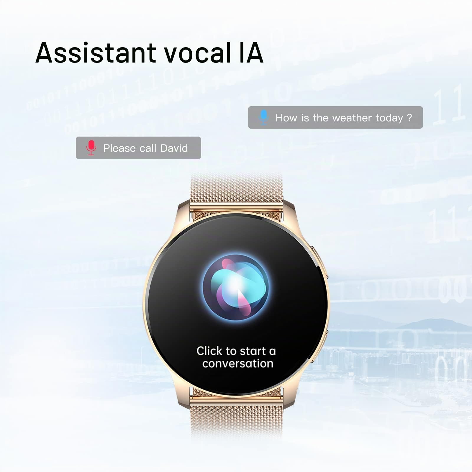 Montre Connectée Femme Repondre Appel avec Résolution Ronde 360 * 360 Étanche IP67 Podomètre 20 Modes de Sport Rappel de Notification APP pour Android iPhone