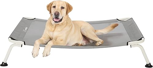 Miniatura 17 de Veehoo Cama Elevada para Perros para Exteriores, Camas Elevadas Impermeables y Refrescantes para Perros Grandes, Hamaca Curvada Fuera del Suelo para
