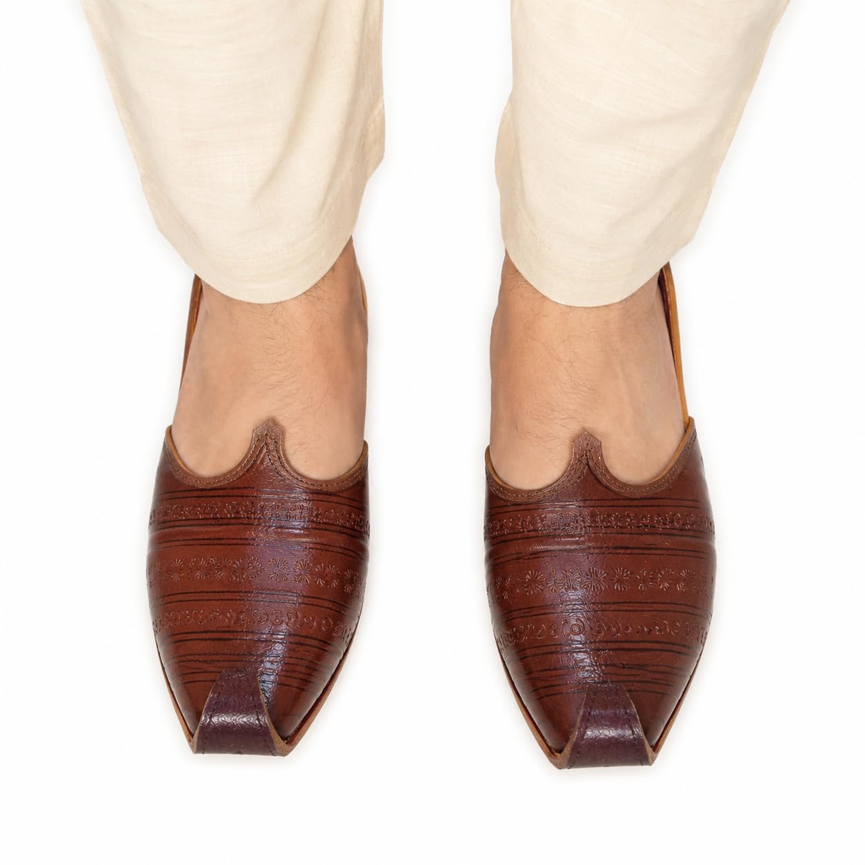 sunking Mens Brown Punjabi Jutti | Traditional Rajasthani Mojari Khussa | Ethnic Wedding Party Shoes-picture-17