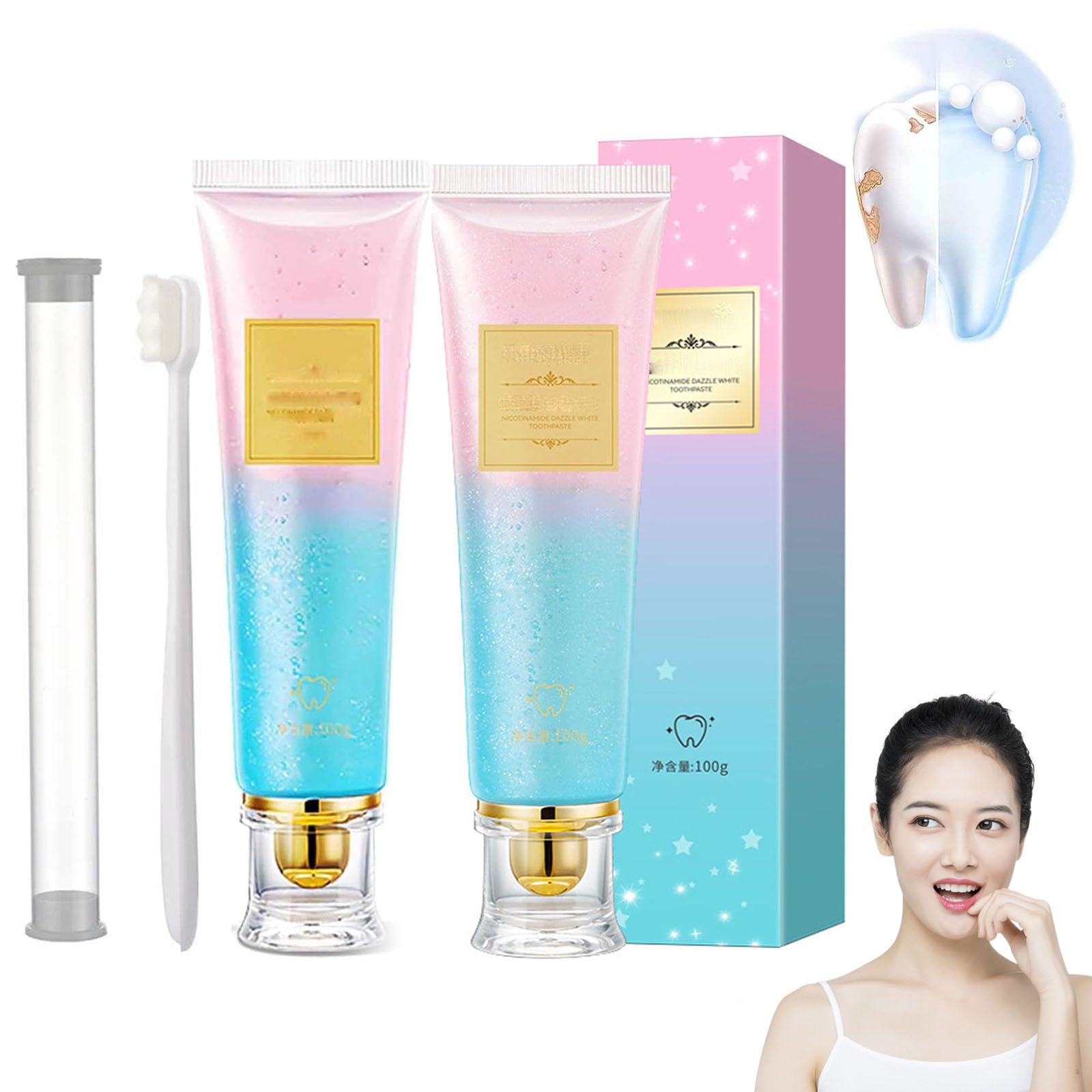Bodyaccel Niacinamide Whitening Toothpaste, Niacinamide Toothpaste, Bodyaccel Toothpastes, Tripel Whitening Niacinamides Whitenings Toothpastes (2PC*B)