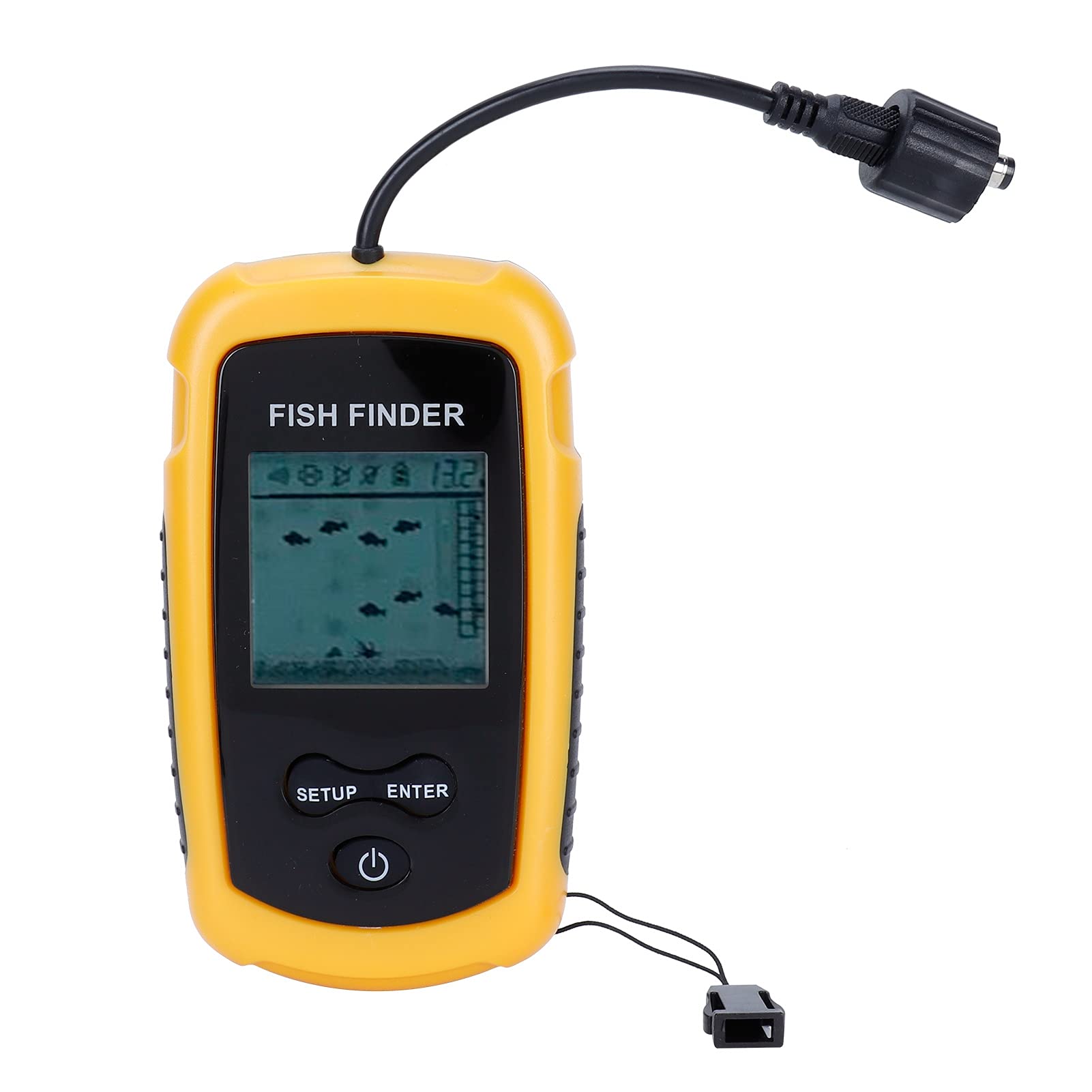 Buscador de Peces con Sonda Portátil, Buscador de Profundidad Portátil con Pantalla LCD de 2 Pulgadas, Transductor con Cable para, Kayak, Pesca en Hielo