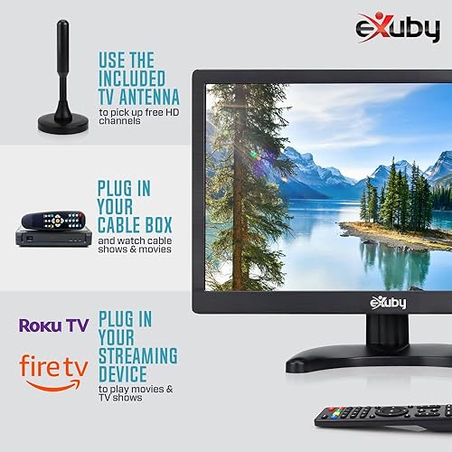 Miniatura 5 de Televisor portátil pequeño de 14 pulgadas para RV, cocina, dormitorio, soporte de TV o montaje en pared, incluye batería integrada y cargador de