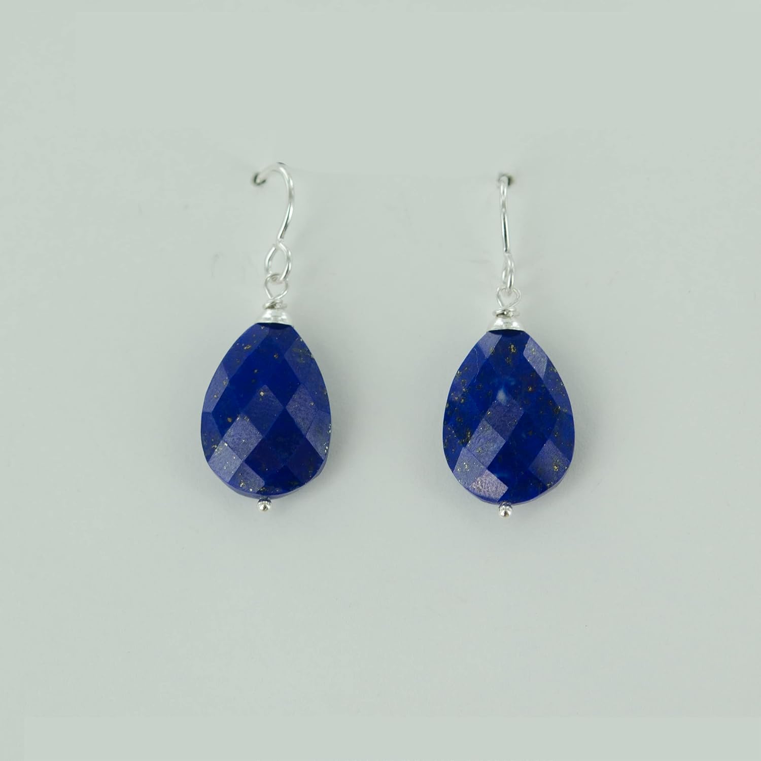 Lapis Lazuli Silver Pear Shape Dangle Navy Blue Earrings, Gifts for Anniversay, Birthday and Mother's Day