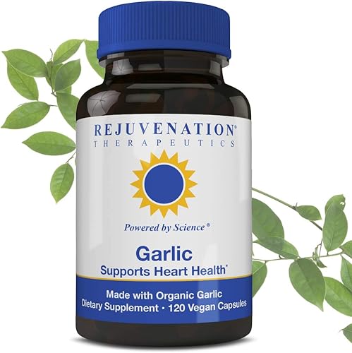 Rejuvenation Therapeutics Ajo orgánico puro  Salud del corazón y apoyo del sistema inmunológico (120 cápsulas veganas)