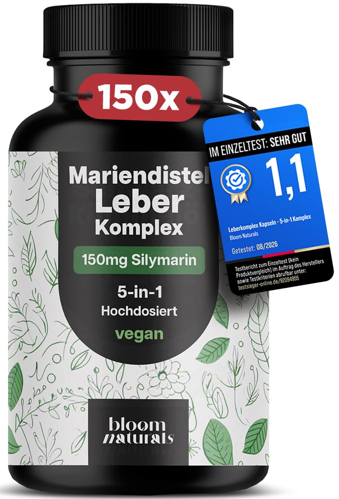 Mariendistel Leber Komplex hochdosiert Testsieger – 150 Kapseln - 5-in-1