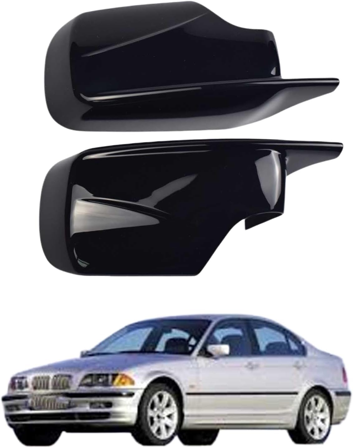 YIXINYI Side Wing Mirror Cover For BMW E46 1999-2000 328i OEM: 51168238376 51168238375 Black, Car Left Right Side Rearview Mirror Cap Wing Replacement