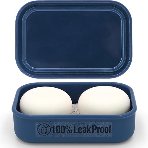Funda de jabón de viaje mejorada a prueba de fugas, soporte portátil para barra de champú, caja de jabón de silicona con capa de drenaje, mantiene