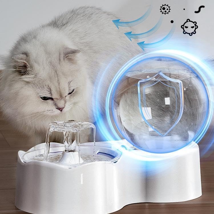 Miniatura 5 de Dispensador de agua y alimentos para gatos, alimentador automático 2 en 1, fuente de agua, juego de cuencos de comida de 78 oz2.3 L, dispensador