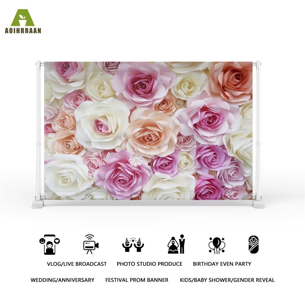 Aoihrraan 3 X 2 M Pink Blooming Backdrop Romantic Paper Flowers Floral - View #10