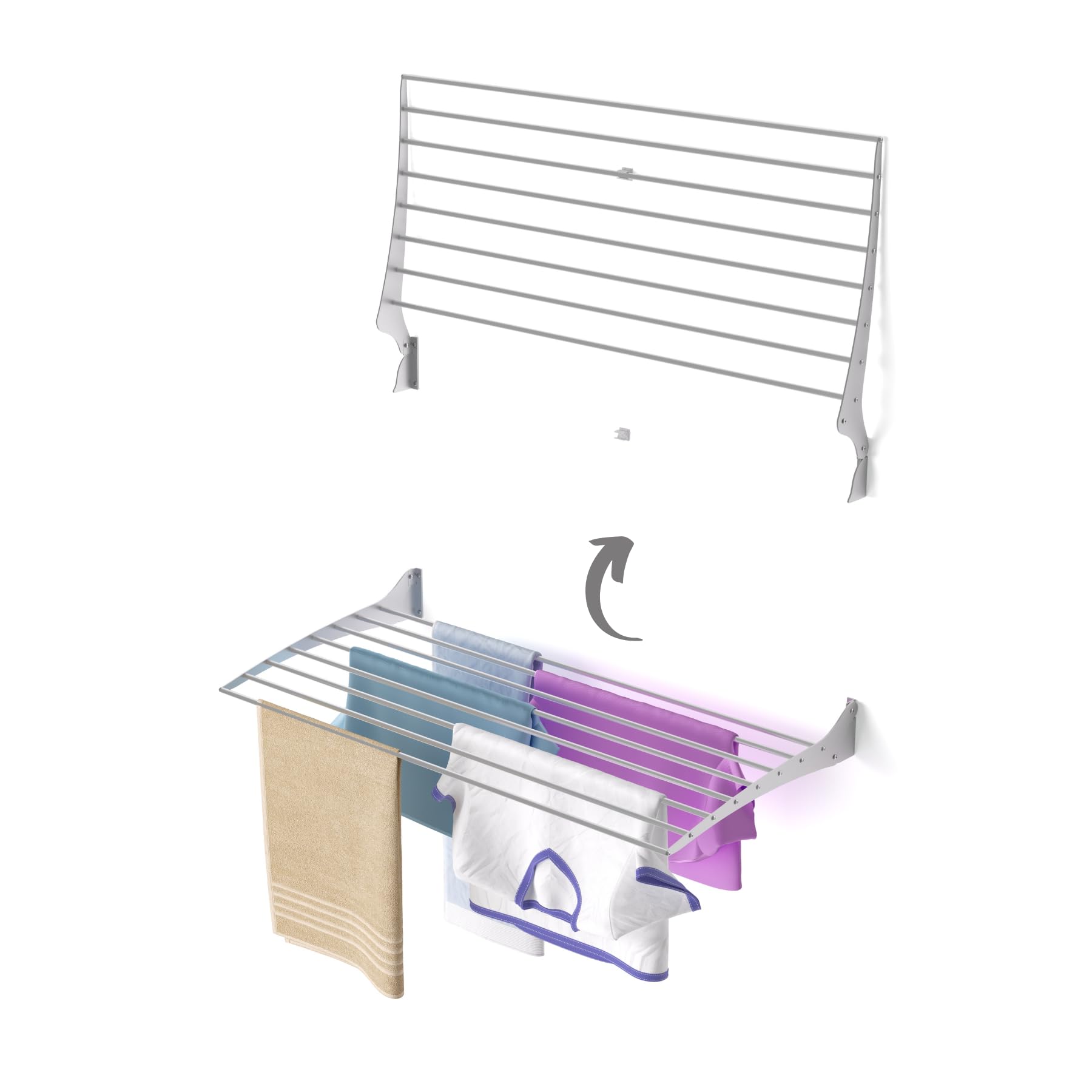 Foxydry Grey - Closing Upwards Fold, Wall Mounted Drying Rack, Vertical Drying Rack, Folding Indoor And Outdoor Aluminium And Steel (1X, 100 Cm)
