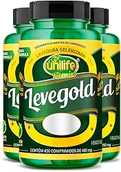 Kit 3 Levegold levedo cerveja com vitamina B12 Unilife