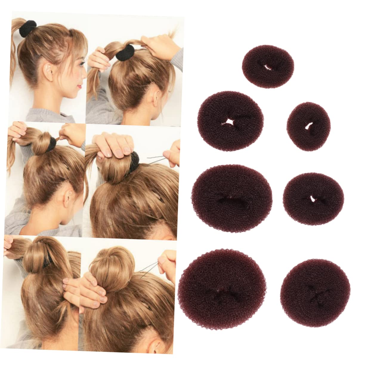Angoily Practical Bun Ring Styler Maker Donut Hair Device Hair Bun Clips for Women Girls Donuts Rings U-shaped