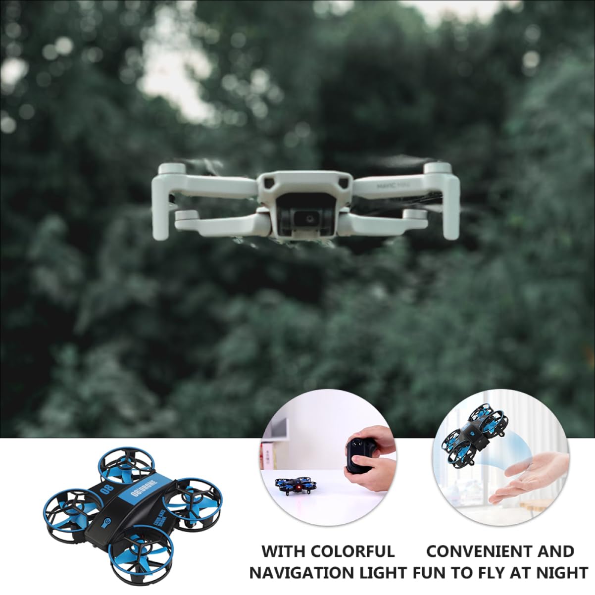 HEMOTON Elicottero Rc Quadricottero Led Portatile Decollo e Atterraggio Facile Acrobatico Rotazione Gradi Marce Regolabili Media Bassa Drone Rc Colorata