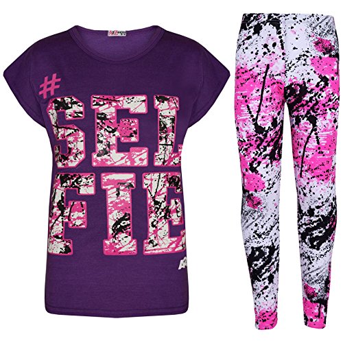 A2Z 4 Kids Mädchen Lieben Druck Spitze Kurz Ärmel - Selfie Splash Set. Purple 5-6 Cover